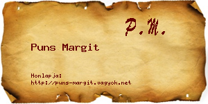 Puns Margit névjegykártya